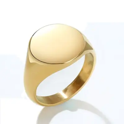Image de Bague Ronde Or Brillant - Bijou Unisexe en Acier Inoxydable