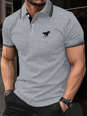 Image de Polo Homme Imprimé Cheval - Style Moderne & Confortable