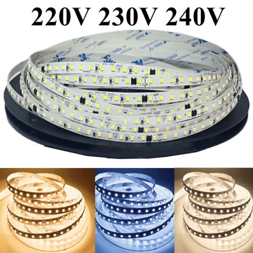 Afbeelding van AC220V/230V LED Strip met 120 LEDs per Meter, 2835 Chip, Hoge Helderheid, Ijsblauw, Groen, Geel, Roze, Flexibel en Snijbaar, Zachte Lampstrip voor Thuisverlichting