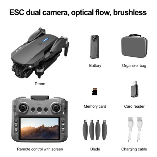 Imagen de 2025 nuevo Dron mejorado E88GT con pantalla de 4,3 pulgadas 6K HD fotografía aérea sin escobillas Dron plegable Quadcopter RC juguete para regalo