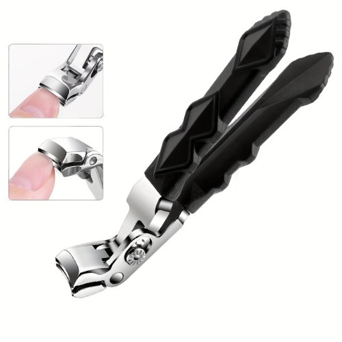 Image of Professional Stainless Steel Toenail Clippers for Seniors, Wide Jaw, Angled Head, Concave Blade