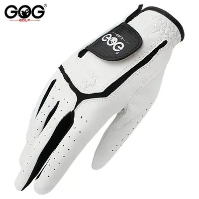Image de Gants de Golf Pro en Cuir Véritable - Blanc & Noir
