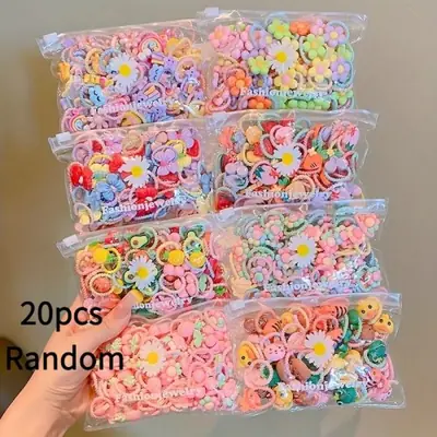Image de 20 Cravates à Cheveux Colorées pour Filles - Accessoires Mignons et Élastiques