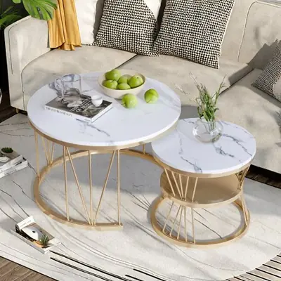 Image de Ensemble de 2 Tables Basses Modernes - Design Élégant & Pratique