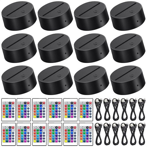 Image of LED Table Lamp Base with 3D Night Light Effect, 16 Color Changing USB Powered Desk Light Stand with Remote Control – Available in 2, 4, 6, 8, 10, or 12 Piece Sets