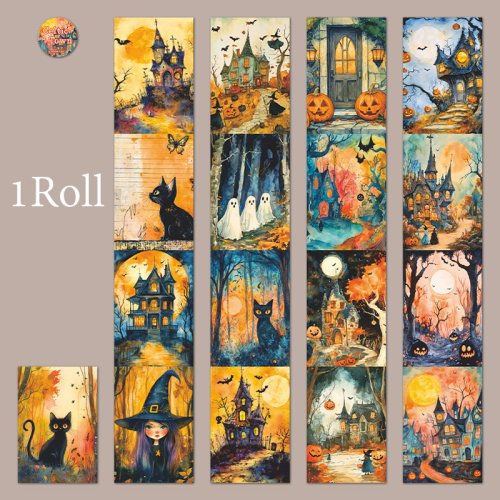 Immagine di Mr Paper - 3 Rotoli Serie Celtic Town: Nastro di Sfondo Magico Scuro per Diario, Collage, Album e Cartoline Fai da Te