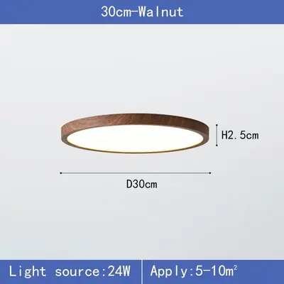 Image de Plafonnier LED Ultra Mince Design Bois Noyer
