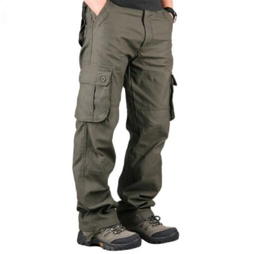 Image of Men's Cotton Cargo Pants with Multiple Pockets – Durable Tactical Work Trousers for Outdoor and Casual Wear
