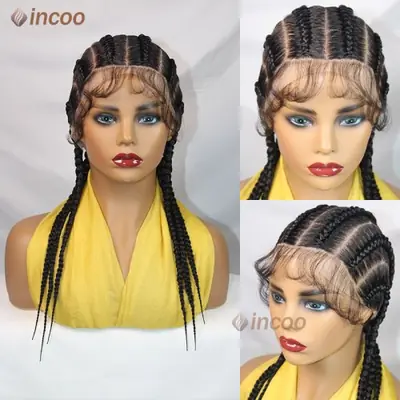 Image de Perruque Lace Frontal Tressée 20 Pouces - Style Cornrows