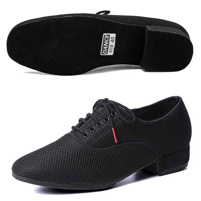 Afbeelding van Mannelijke Latin Dansschoenen - Zwart Mesh met Zachte Zool voor Salsa, Jazz, Ballroom, Tango en Moderne Dans - Trainings Sneakers voor Mannen van Maat 39 tot 46