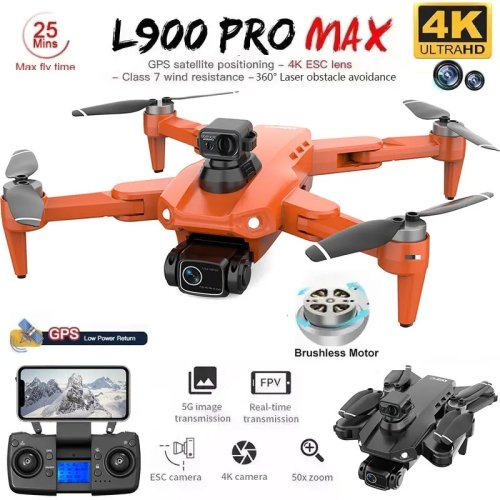 Image of L900 Pro Max GPS Drone with 4K Dual Camera, 5G WiFi, 360° Obstacle Avoidance, Brushless Motors, Foldable Design – Professional HD RC Drone for Adults and Enthusiasts