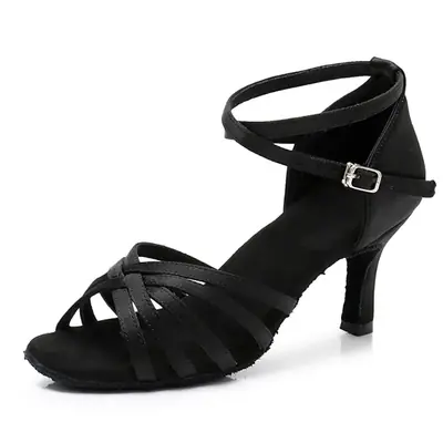 Image de Chaussures de Danse Latine Femme - Talon 7cm Satin Élégant