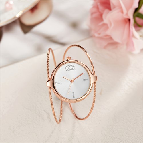 Immagine di Orologio da Donna al Quarzo Casual e alla Moda con Bracciale Rotondo Elegante in Lega - Orologio Femminile di Design Moderno