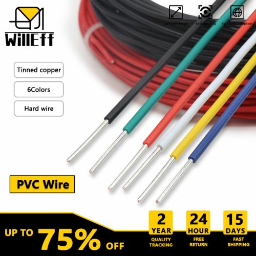 Immagine di Cavo Elettrico Rigido in Rame Stagnato con Isolamento PVC - Cavo di Alimentazione e Prolunga Singolo Nucleo per LED, Disponibile in Gauge 16, 18, 20, 22, 24, 26 AWG