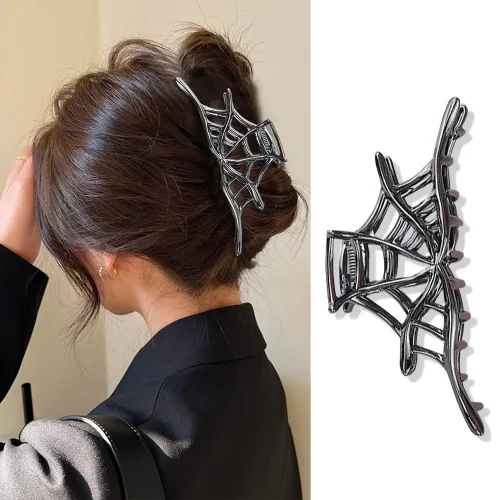 Bild von Neue 2023 Halloween Spinne Skelett Haarklammern für Frauen Schmuck Zubehör Schwarz Silber Gold Große Haarspange Party Kopfbedeckung