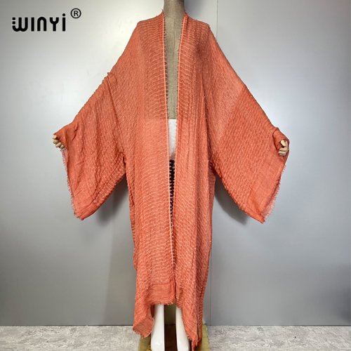 Afbeelding van Elegante Winyi Strand Kimono Kaftan - Luxe Badmode Cover-Up voor Vrouwen, Sexy Avondjurk en Abaya Stijl voor Dubai en Zomerfeesten