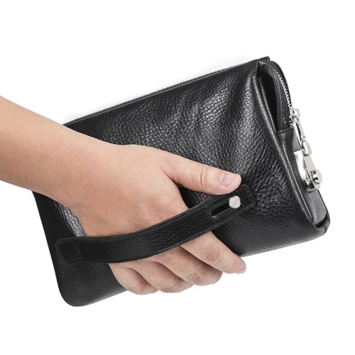 Afbeelding van Stijlvolle Leren Clutch Bag voor Mannen – Grote Capaciteit & Veiligheid