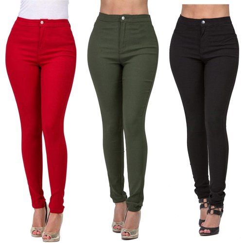 Imagen de Pantalones Vaqueros Ajustados de Cintura Alta para Mujer en 7 Colores - Modelo Pitillo Elástico y Moderno, Tallas S a 2XL
