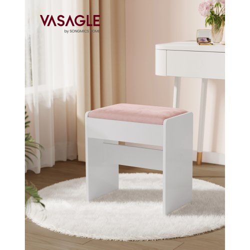 Image of VASAGLE Dressing Table Stool Padded Velvet Makeup Stool with Non-Slip Foot Pads for Dressing Room, Bedroom, Entryway