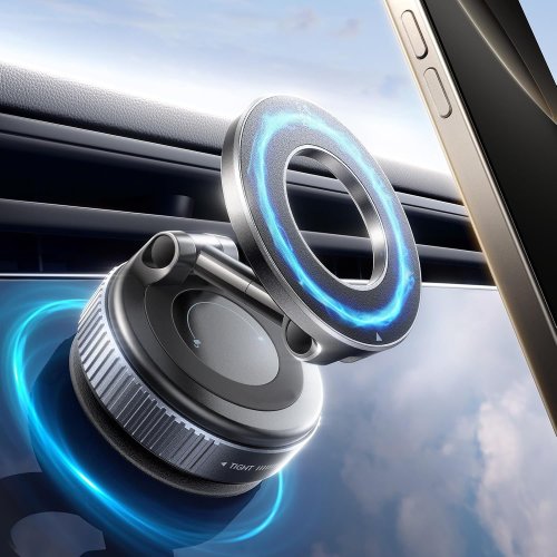 Imagen de Soporte Magnético para Teléfono con Ventosa y Base de Vacío, Compatible con MagSafe, 360° Ajustable, Plegable y de Tamaño de Bolsillo
