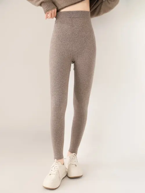 Image de Leggings en Laine Mérinos Chauffants - Taille Haute & Confortables