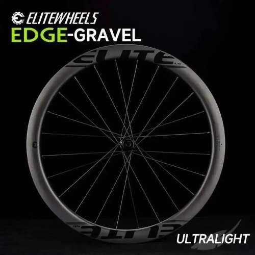 Immagine di Ruote da Corsa EliteWheels Edge in Carbonio Ultraleggere 1356g, Cerchione da 45mm con Disco da Strada e Hub a Ala, 20 Raggi per Biciclette da Strada