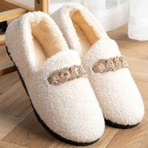 Bild von Damen Hausschuhe warme kurze Plüsch Futter Hausschuhe Mocca ssins Slip on Mode Dame Wohnungen Slipper rutsch fest