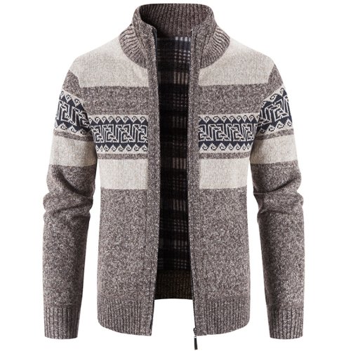 Afbeelding van Gebreid vest voor heren in herfst en winter Koreaanse trui opstaande kraag Joker casual jas herfst herenjas