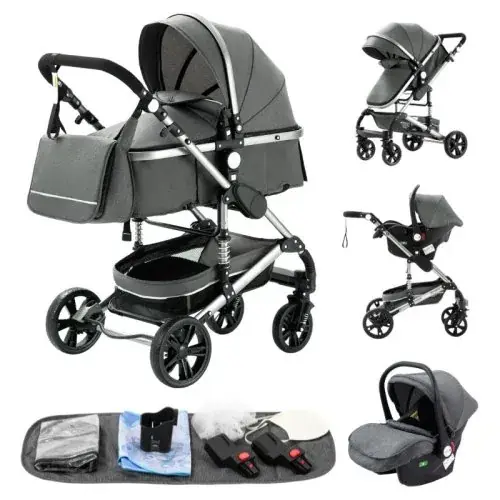 Image de Poussette 3-en-1 Haute, Inclinable & Pliable