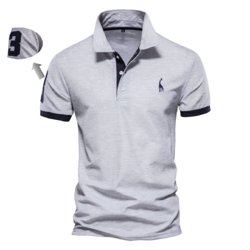 Imagen de AIOPESON de algodón 35% con bordado polos para hombre camisas informales de Color sólido ajustadas polos para hombre marcas famosas ropa para hombre