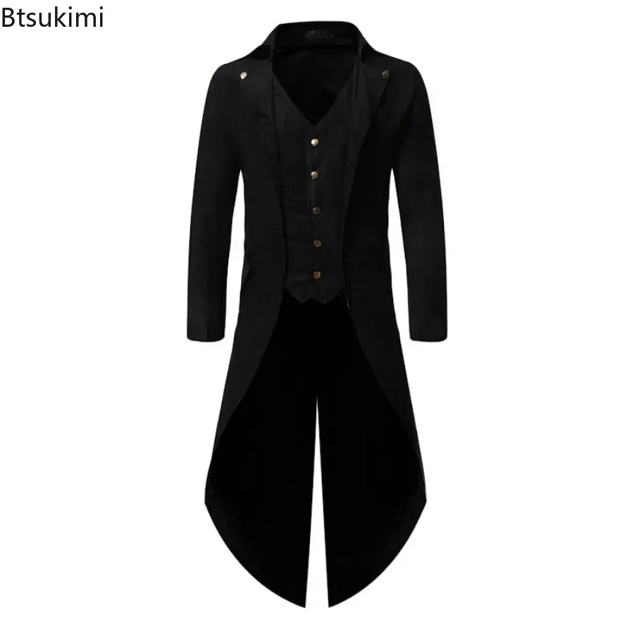 Immagine di Blazer Uomo Vintage Gotico Steampunk Slim Fit con Maniche Lunghe – Elegante Festa, Banchetto, Halloween, Costume Cosplay