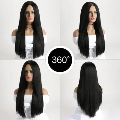 Image de Perruque Tressée Noire 26" - Style Naturel & Polyvalent