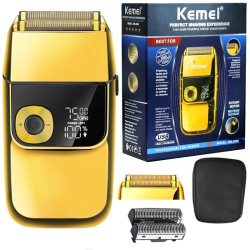 Imagen de Afeitadora Eléctrica Profesional Kemei 2028 para Hombres con Cuchillas de Acero Inoxidable y Recarga por USB