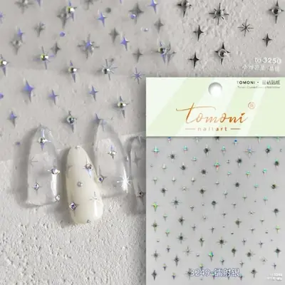 Image de Étoiles Métalliques 5D pour Nail Art - Autocollants Argentés