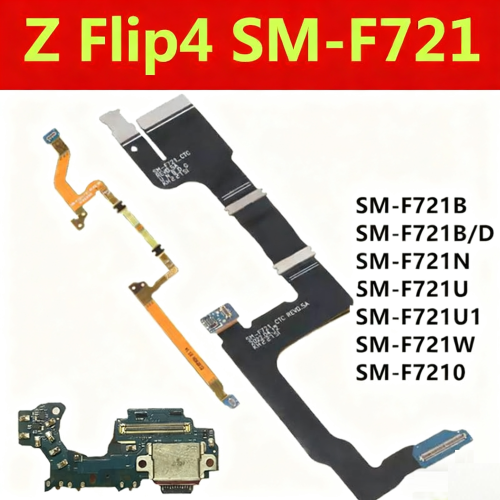 Afbeelding van Moederbord met LCD-display, Spin-as Flex-kabel, Oplaadpoort, Signaal- en WiFi-board voor Samsung Galaxy Z Flip 4 (F721, F721B, F721U, F721N)
