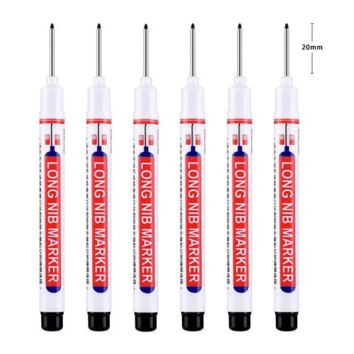 Immagine di 6 pezzi/set pennarelli a punta lunga da 20 mm per penna perforatrice in metallo, impermeabile, bagno, decorazione per la lavorazione del legno, multiuso