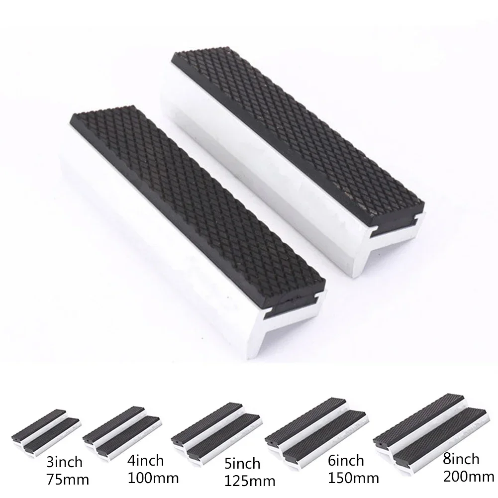 Afbeelding van Magnetische Beschermhoes voor Bankschroefkaken van Aluminium en Rubber – Anti-Slip Zachte Vice Kaken Pads in 3, 4, 5, 6 en 8 Inch