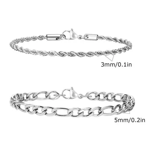 Image de Bracelets Homme Tendance - Acier Inoxydable & Corde Torsadée