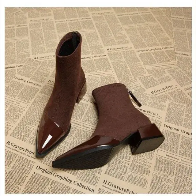 Image de Bottes Courtes à Talons Hauts Femme - Style Rétro Français