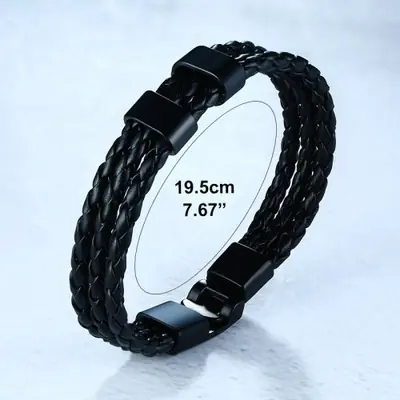 Image de Bracelet Cuir Personnalisé pour Homme - Cadeau Idéal pour Papa