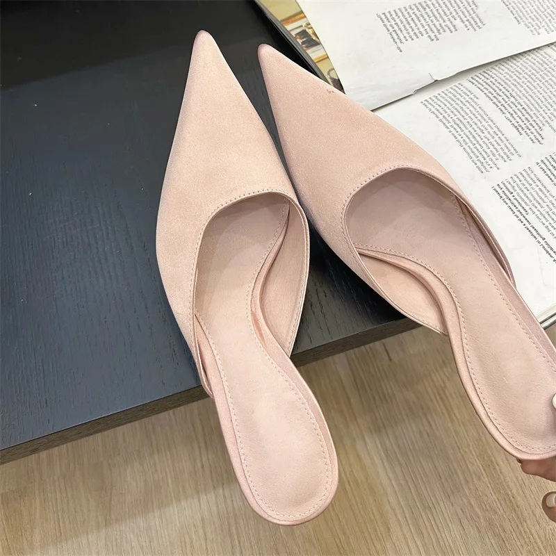 Imagen de Zapatos de Mujer Verano 2026 - Elegantes Mulas con Tacón Fino, Punta Finamente Puntiaguda, Diseño Moderno y Cómodo para Fiesta y Ocasiones Especiales