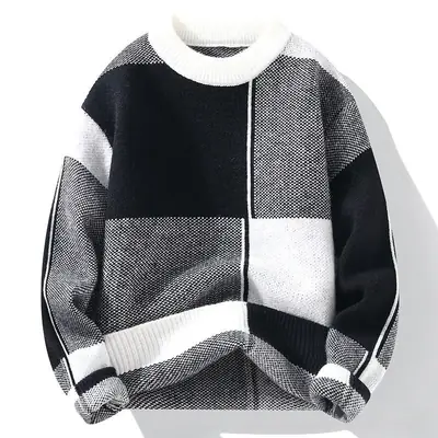 Image de Pull Homme Col Rond Tricoté Épais - Style Y2K Automne-Hiver