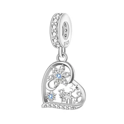 Image de Pendentif Cloche de Noël en Argent Sterling avec Zircon Rouge