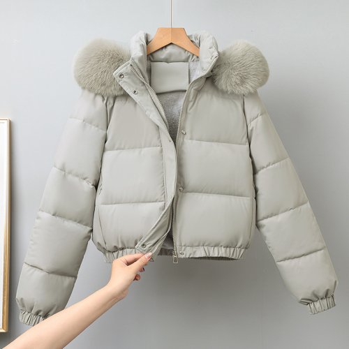 Imagen de Parkas cortas de invierno para mujer, ropa acolchada de algodón, prendas de vestir exteriores gruesa...