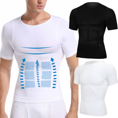 Image of Men Weight Loss Shapewear T-Shirt Body Shaper Slimming Compression Shirts Gynecomastia Undershirt Waist Trainer Muscle Tank Tops