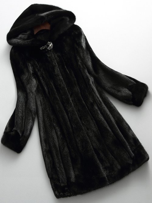 Imagen de Abrigo de Invierno Largo para Mujer en Imitación de Piel de Visón Negro, con Capucha, Manga Larga, Elegante, Grueso y Cálido, Tallas 6XL y 7XL