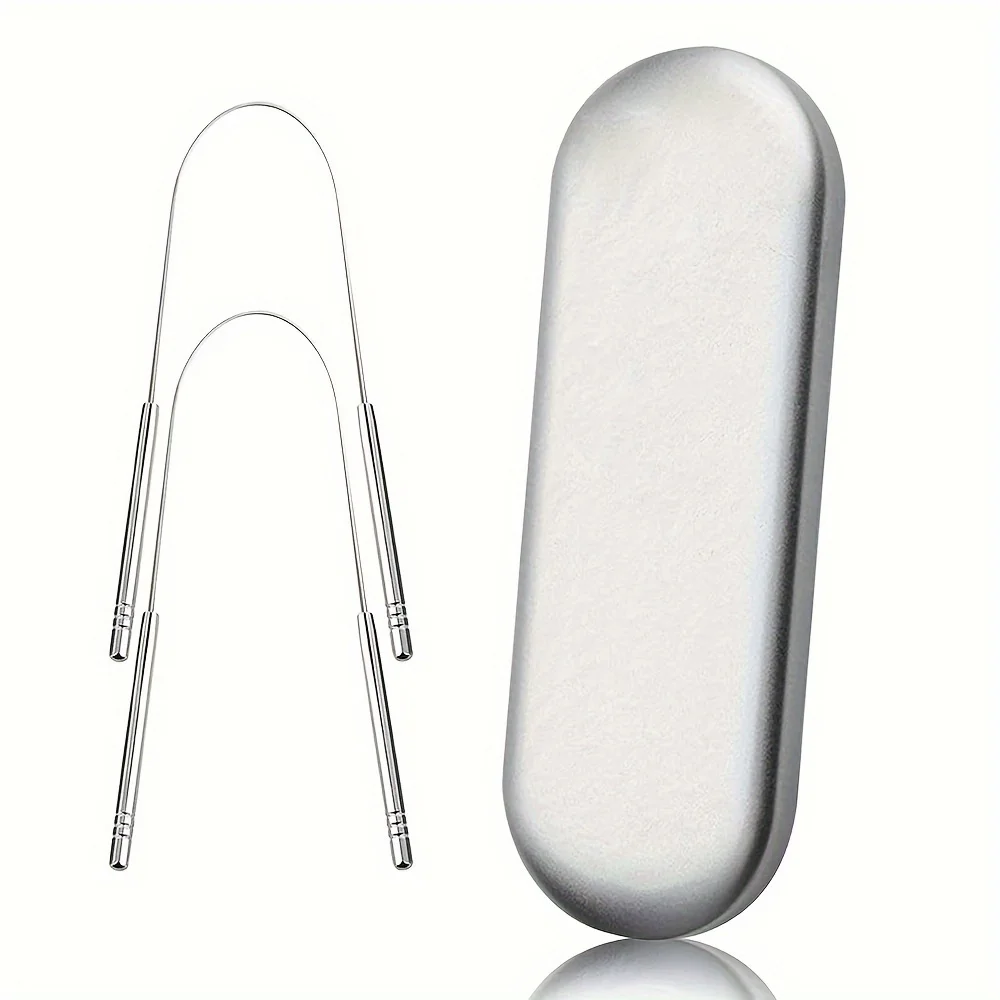Imagen de Raspador de Lengua de Acero Inoxidable con Estuche Grande – Higiene Bucal Natural y Efectiva para una Respiración Fresca