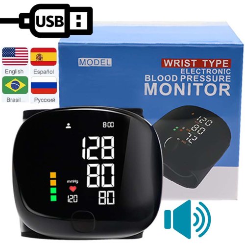 Image of Natural Precision LED Wrist Blood Pressure Monitor with Rechargeable Battery and English Voice Guidance for Accurate Home Health Tracking