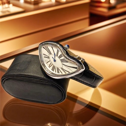 Image of Y2K Inspired Irregular Case Leather Strap Quartz Watch for Men and Women – Medieval Retro Alien Design with Melted Twist Aesthetic