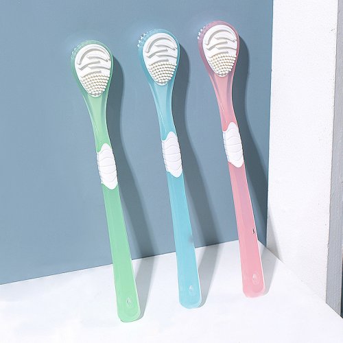 Afbeelding van 1 st Tong Reinigingsborstel Zachte Siliconen Tong Schoonmaken Tool Dubbelzijdig Reiniging Massage Tong Schraper Mondgezondheidszorg Tool